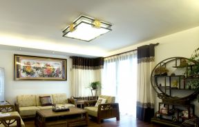 中式家装客厅窗帘搭配效果图片