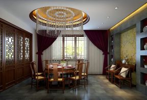 中式家装窗帘 中式餐厅装修效果图