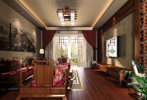 中式家装窗帘 中式客厅设计
