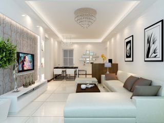 现代100平米两室两厅户型转角沙发装修效果图片