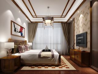 最新中式家装卧室窗帘效果图