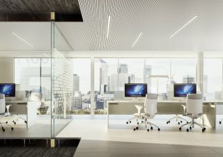 现代办公室玻璃隔断设计效果图大全