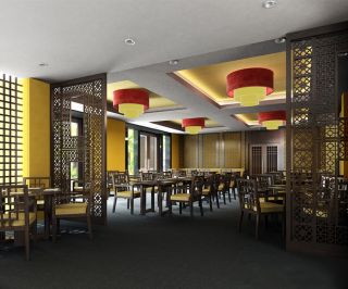 现代中式餐厅镂空隔断效果图大全