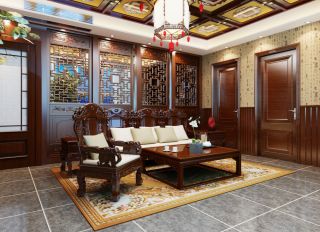 2023中式风格装修小户型客厅沙发图片
