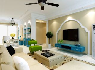 简约地中海风格小户型客厅沙发装修效果图片