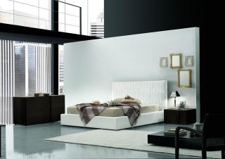 最新现代别墅卧室床头背景墙设计效果图