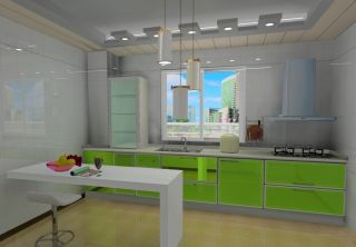 极简绿色厨房图片