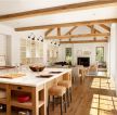 现代美式乡村风格小户型客厅餐厅厨房一体效果图