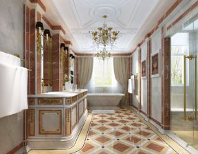 欧式别墅卫生间 卫生间地板砖效果图