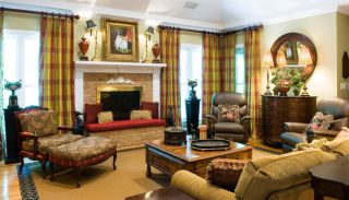 欧式古典装修风格客厅窗帘装修效果图