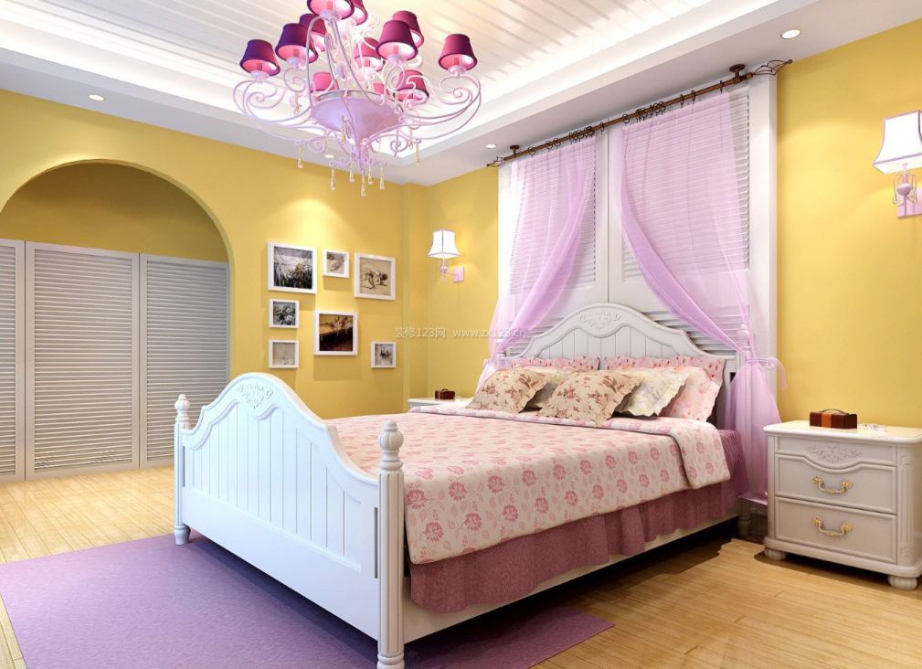 女孩卧室装饰黄色墙面装修效果图片