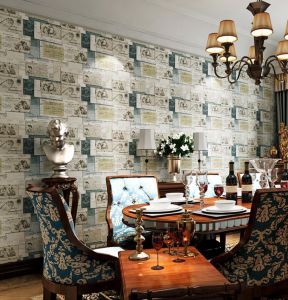 美式乡村风格家装餐厅墙纸设计