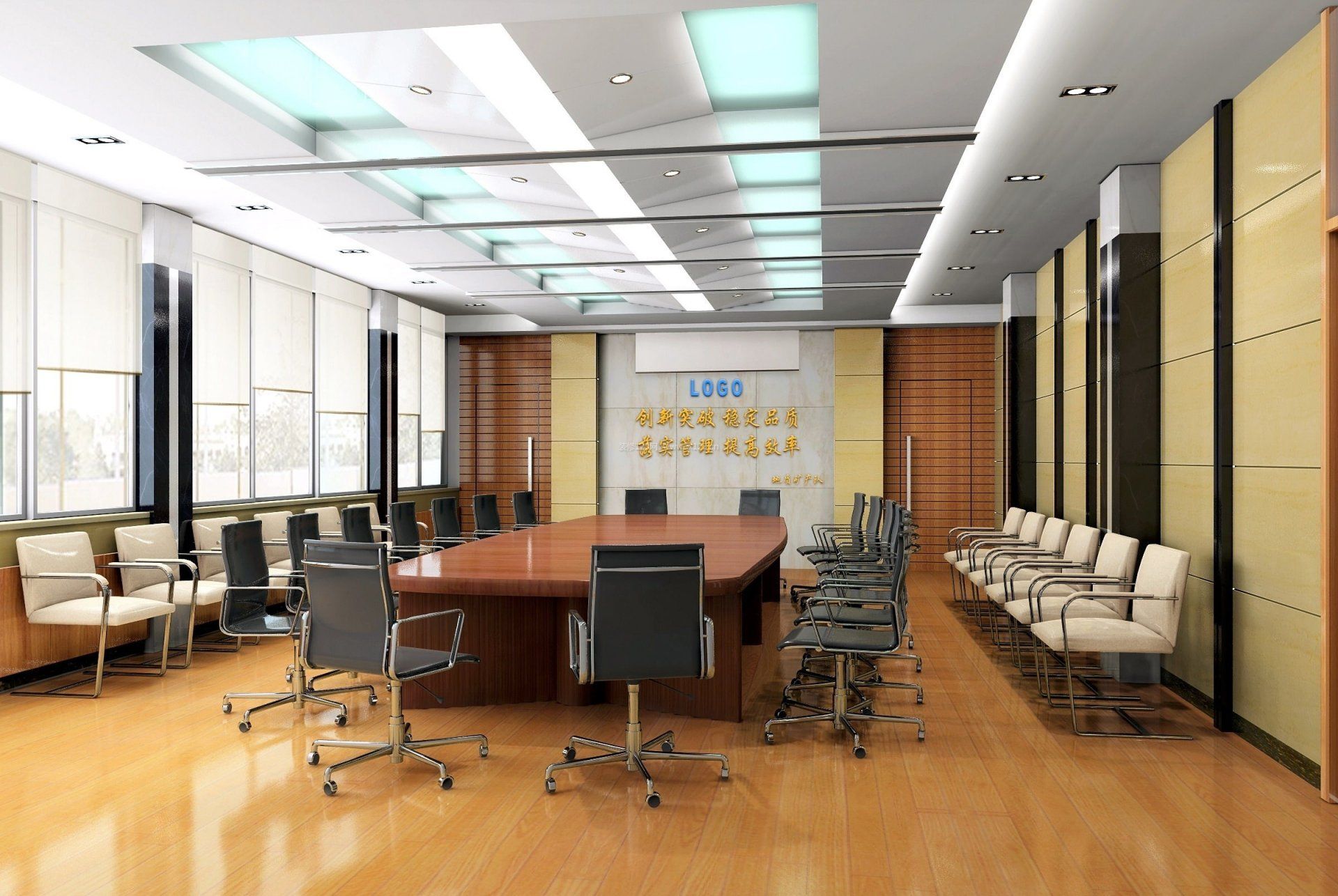 现代公司会议室布置效果图图片