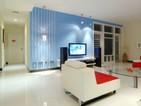 20平米客厅 蓝色墙面装修效果图片