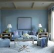 现代风格客厅蓝颜色墙面装修效果图片