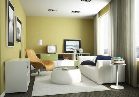 60平米小户型客厅黄色墙面装修设计效果图片