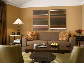 现代风格客厅颜色 咖啡色墙面装修效果图片