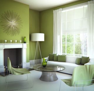 现代风格客厅绿颜色墙面装修效果图片大全