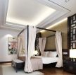 中式房屋卧室设计床头背景墙效果图片