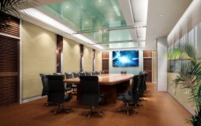 会议室设计效果图 会议室玻璃吊顶装修效果图
