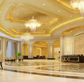 豪华欧式风格酒店大堂吊顶效果图片-每日推荐