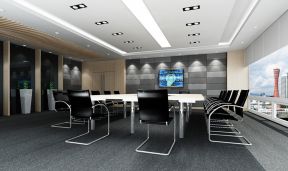 多媒体会议室效果图 黑白风格装修效果图