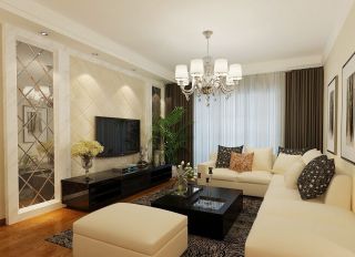 现代简约欧式风格家庭客厅窗帘效果图