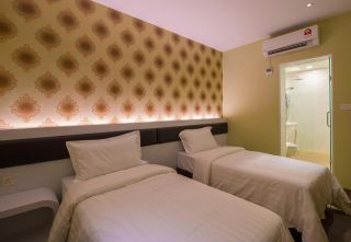 小型旅馆房间背景墙壁纸装修效果图片