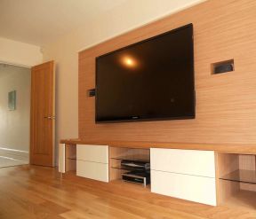 25平米客厅电视墙家装设计 木质背景墙装修效果图片