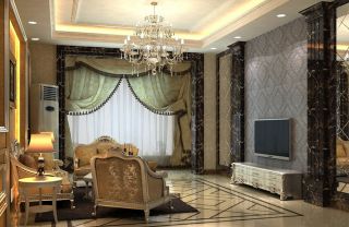 欧式风格家装客厅窗帘搭配效果图片