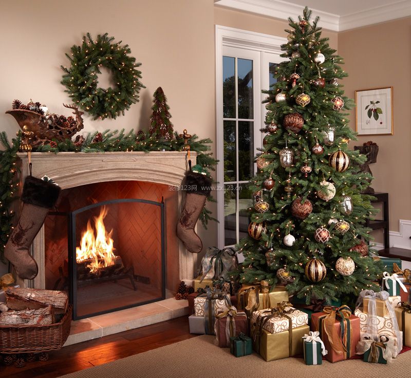 美式家装客厅圣诞节布置效果图