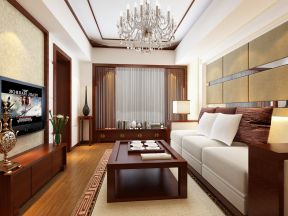 中式家居客厅多人沙发装修效果图片