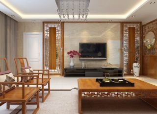 中式家居家装客厅电视墙图片