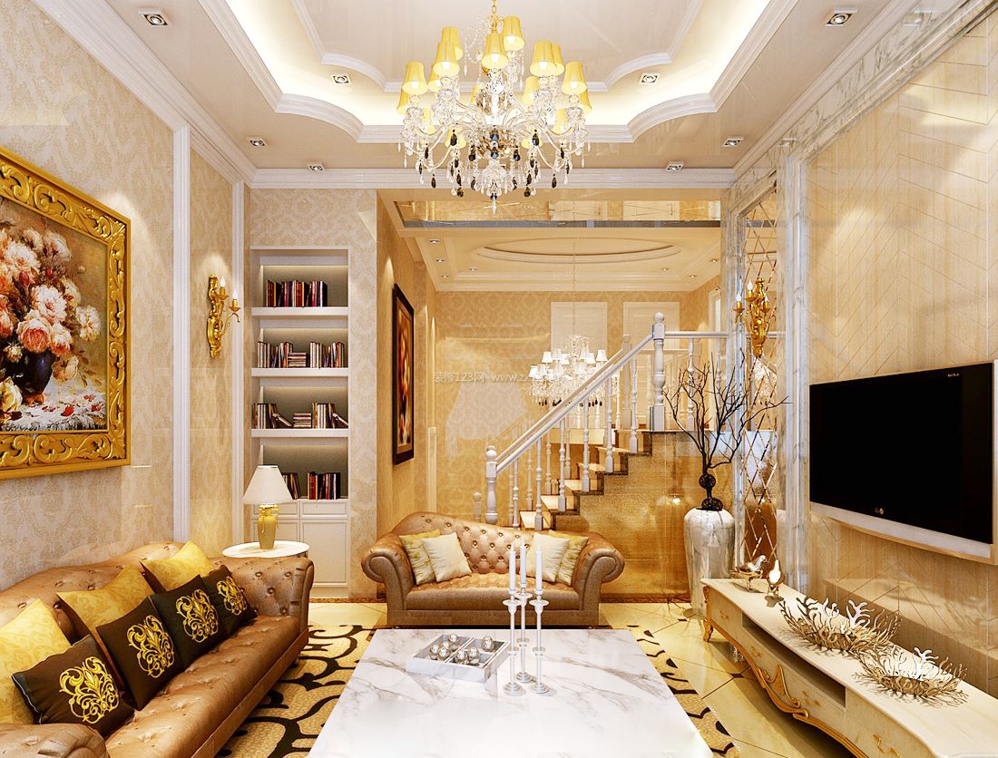 欧式家居设计客厅装饰油画效果图片