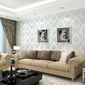 欧式客厅墙纸 沙发背景墙装修效果图片