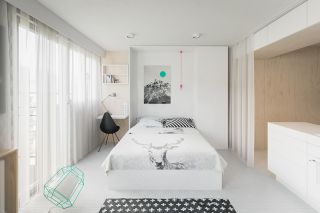 50平米小户型阁楼客厅白色窗帘装修效果图片