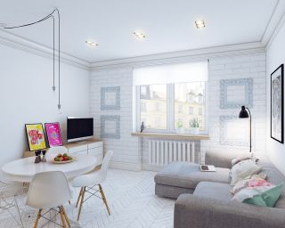 50平米小户型阁楼客厅布艺沙发装修效果图片