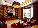 中式风格客厅电视瓷砖背景墙效果图