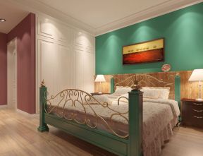 家居卧室图片 绿色墙面装修效果图片