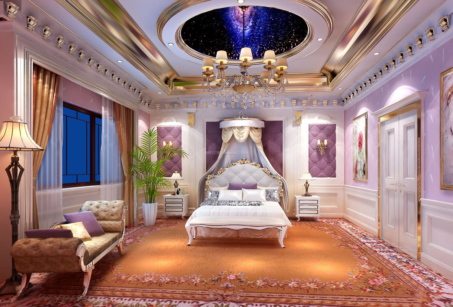 法式风格别墅卧室床缦装修效果图片