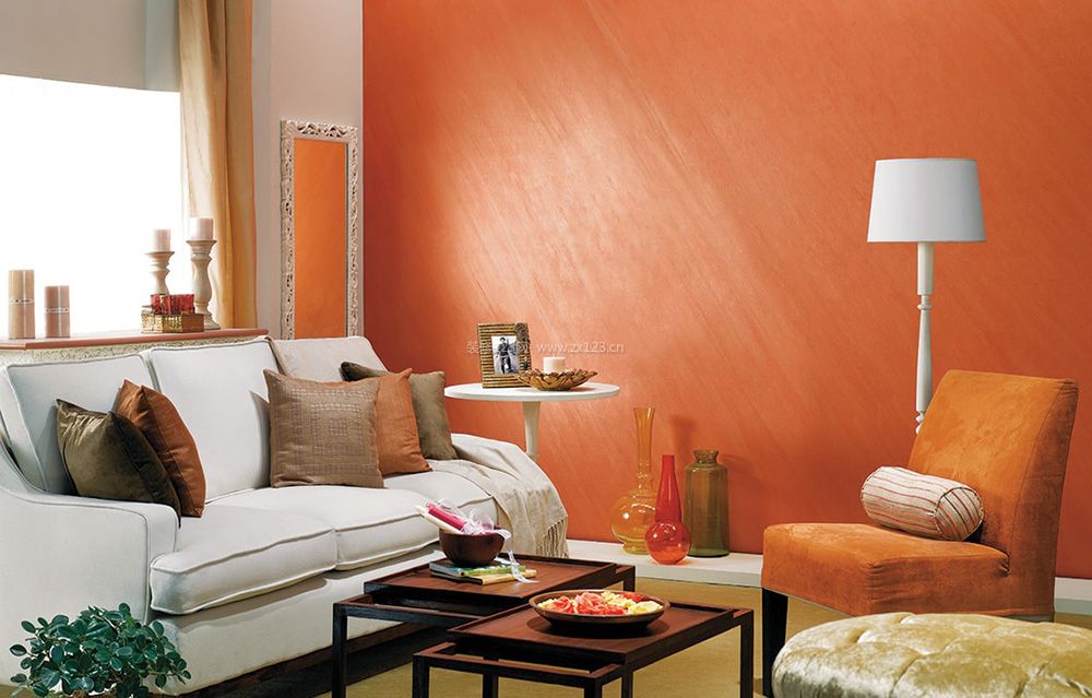 现代家居橙色墙面装修效果图片