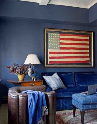 小客厅蓝色墙面装修效果图片