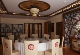 中式家装餐厅屏风隔断效果图