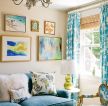 小户型客厅印花窗帘装修设计效果图片