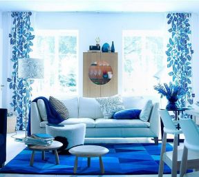 现代简约客厅 印花窗帘装修效果图片