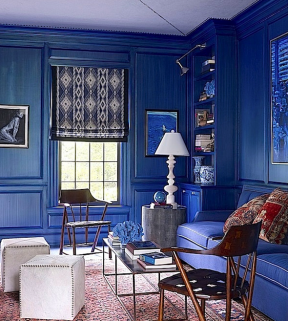 欧式客厅装修效果图片 蓝色墙面装修效果图片