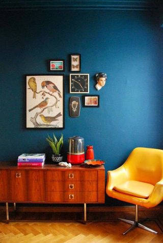 现代小户型家装蓝色墙面装修效果图片