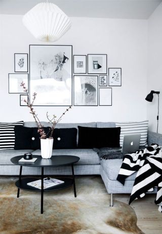 小美式风格客厅白色墙面装修效果图片