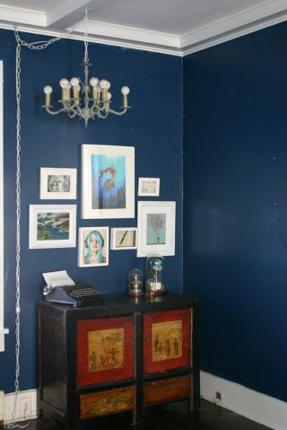 简欧别墅风格蓝色墙面装修效果图片
