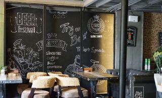 欧式咖啡厅室内背景墙设计效果图